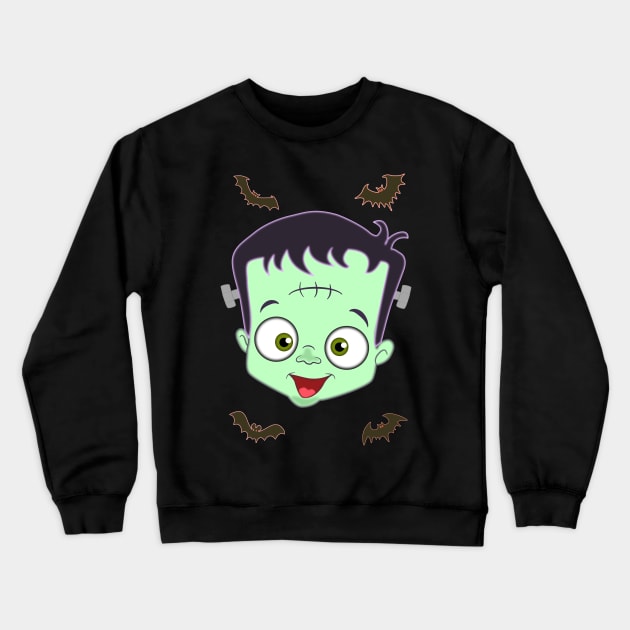 Spooky Baby Frankenstein Halloween & Bats Crewneck Sweatshirt by madrigenum